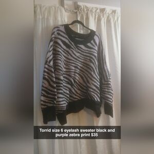 Torrid Black and Purple Zebra Print Sweater